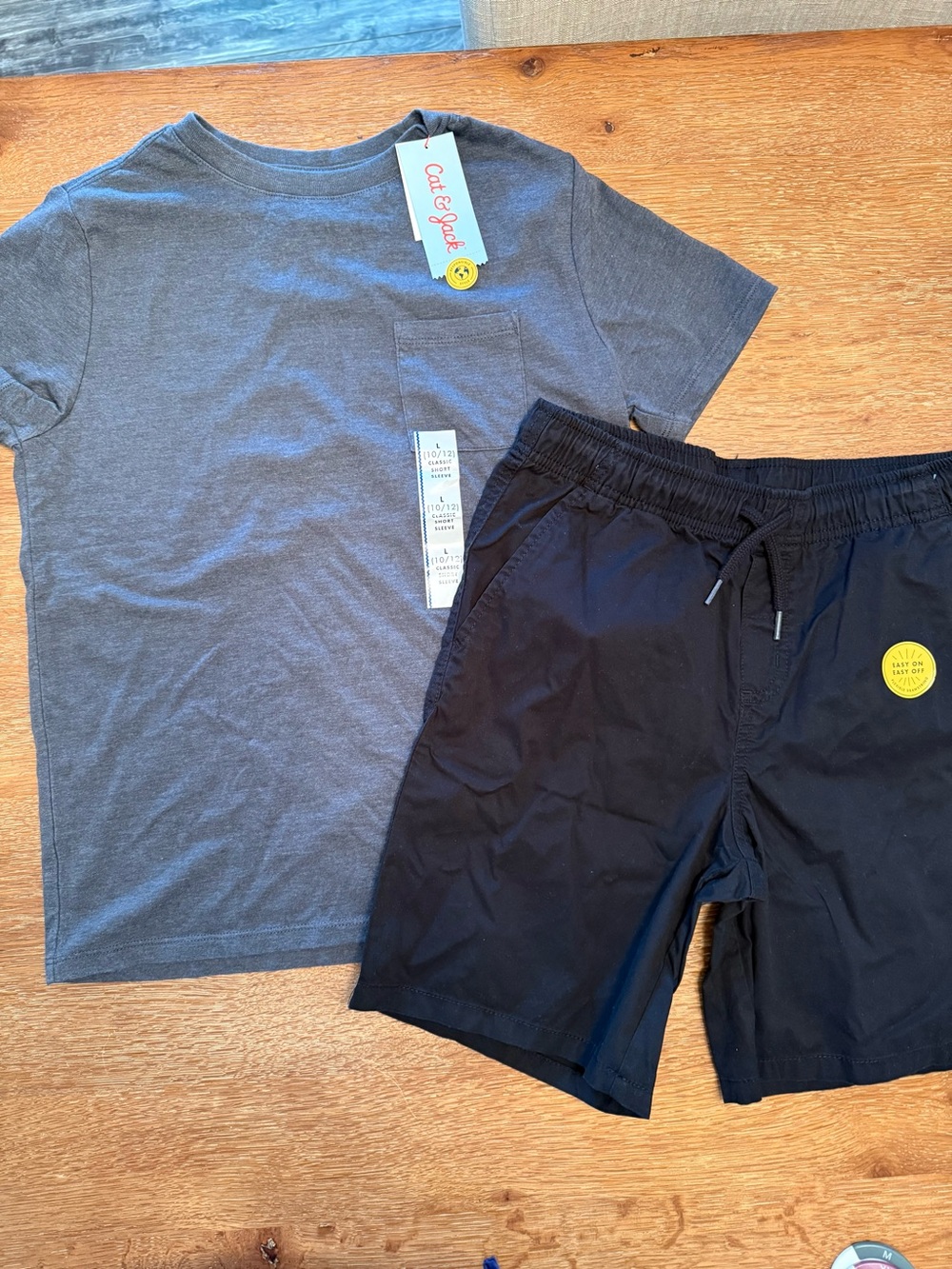 Cat & Jack Boys Gray T‑Shirt and Black Elastic Waist Shorts Set